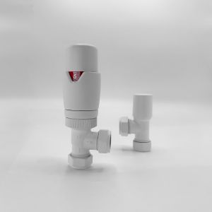 Lux Heat Angled White Thermostatic Valve Set